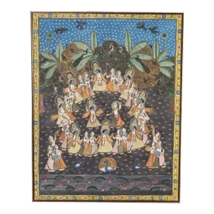 Vintage Anglo Indian Pishhwai Painting of Krishna