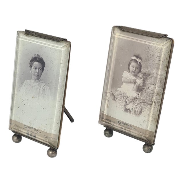 Antique Photo Frames with Beveled Glass, Europe, 1900s, Set of 2 For Sale