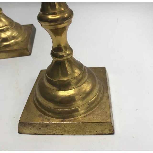 Mid-20th Century Hollywood Regency Sculptural Brass Candlesticks, 15" – Pair For Sale In New York - Image 6 of 7