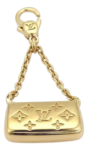 Louis Vuitton De Monogram 18k Yellow Gold Clutch Purse Charm Pendant
