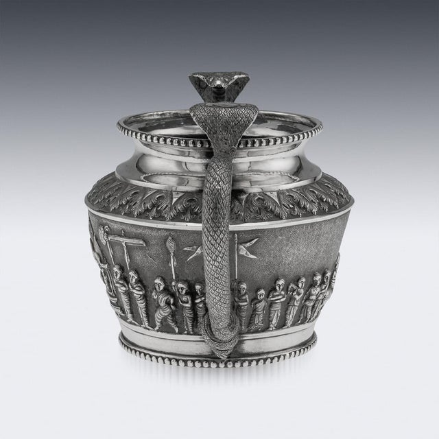 Antique 19th Century Indian Silver Cobra Handled Sugar Bowl, Madras, 1890 For Sale - Image 3 of 18