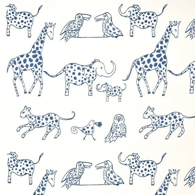 Sample - Schumacher Jungle Jubilee Fabric in Blueberry For Sale