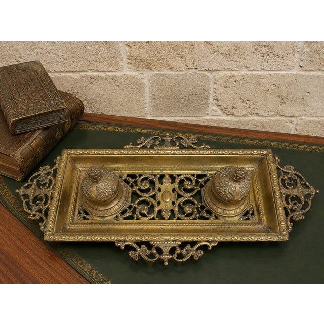 Neo-Renaissance Bronze Desk Inkwell with Openwork Decoration, 19th Century For Sale - Image 12 of 12