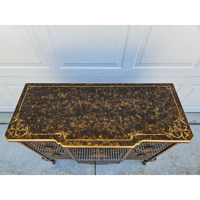 1970s Widdicomb Black Lacquered and Gilt Venetian Chest Commode For Sale - Image 5 of 18