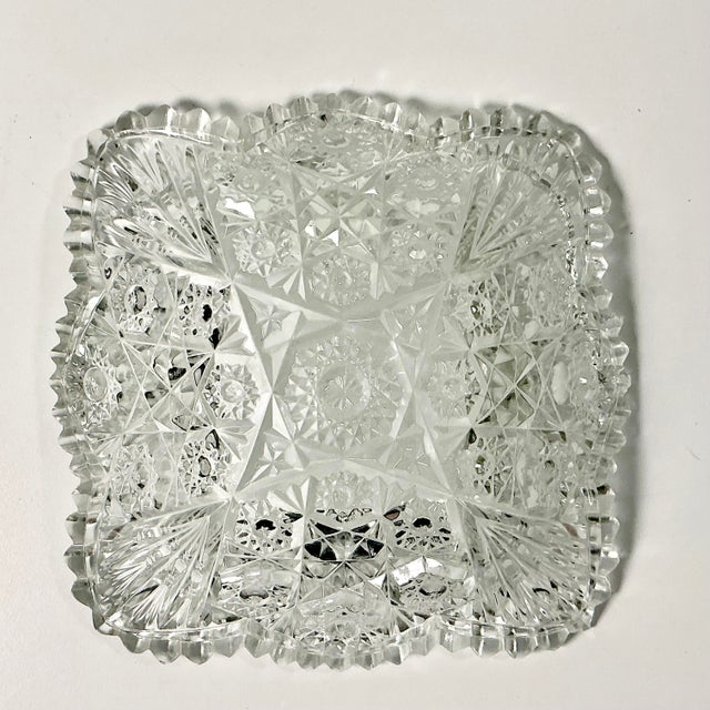 Late 1800s Antique Boho Chic Hollywood Regency American Brilliant Cut Glass Square Serving Dish For Sale - Image 10 of 10