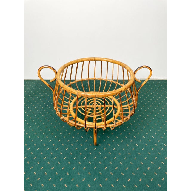 Rattan & Bamboo Basket, Italy, 1960s For Sale - Image 4 of 10