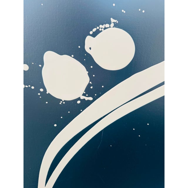 Abstract Kayce Hughes Signed Original Abstract Painting in Navy & White For Sale - Image 3 of 6