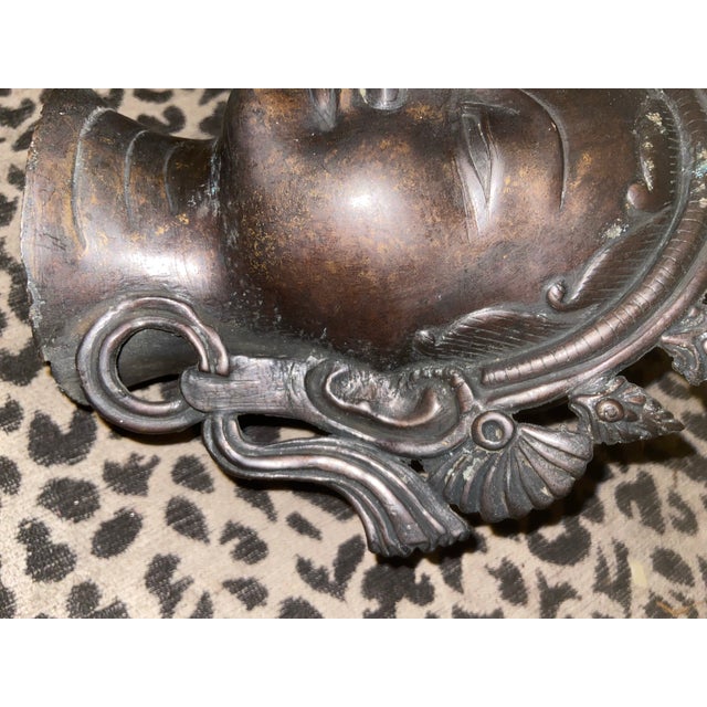 Early 20th Century Tibetan/Nepalese Bronze Bodhisattva Head – Hollow Cast For Sale - Image 4 of 12