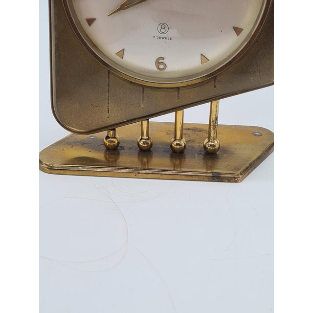 1960s Brass 7 Jewels Table Clock from Europa, Germany, 1950s-1960s For Sale - Image 5 of 12