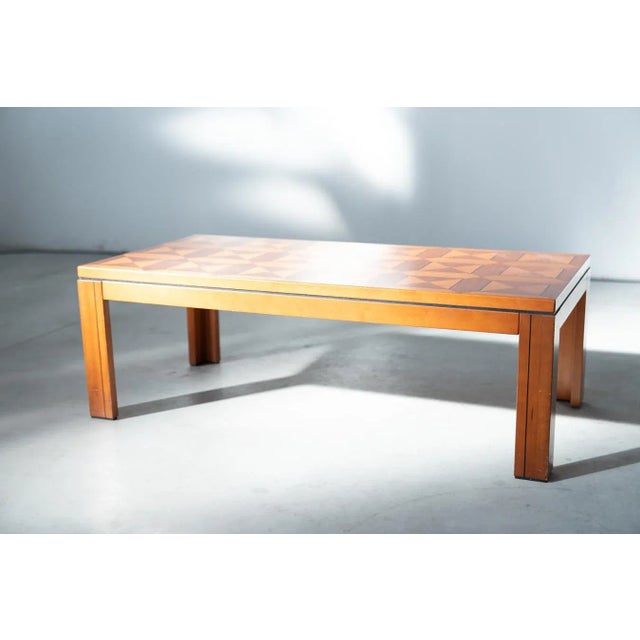 Wood Fox Hunt Design Rectangular Cherry Wood Inlaid Coffee Table, 1970s For Sale - Image 7 of 8