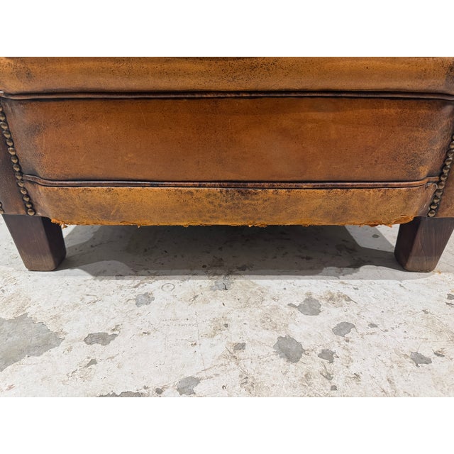 Animal Skin Mid 20th Century Vintage Brown Leather Chair For Sale - Image 7 of 14