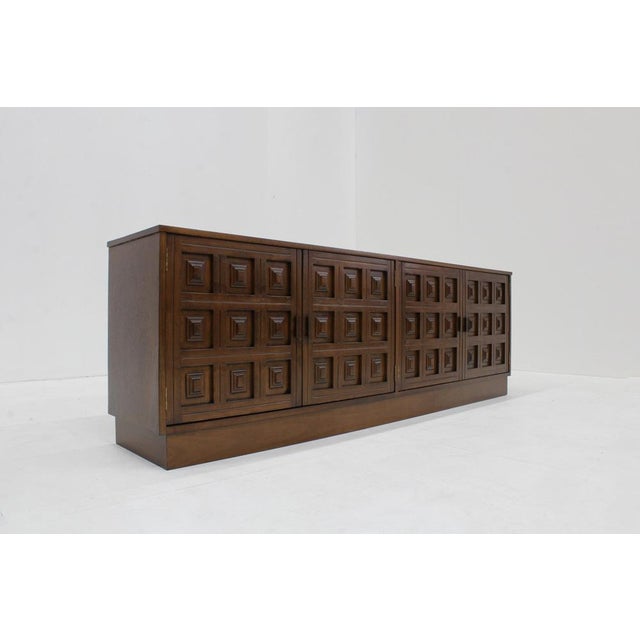 Brown Vintage Spanish Brutalist Credenza, 1970s For Sale - Image 8 of 10