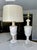 Pair of large scale finely crafted hand carved neoclassical style urn form alabaster table lamps. Expertly crafted with...