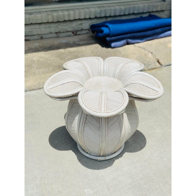 Hollywood Regency Vintage Pencil Reed Flower Table For Sale - Image 3 of 5