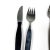 Mid-Century Modern 1960s Rostfri Gab Black and Stainless Flatware Set of 5 Sweden For Sale - Image 3 of 7