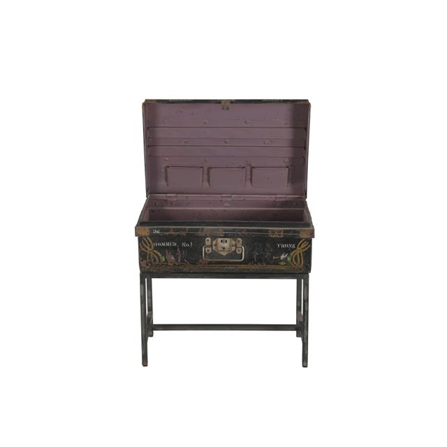 Indian Vintage Indian Painted Iron Traveling Case on Iron Legs For Sale - Image 3 of 4