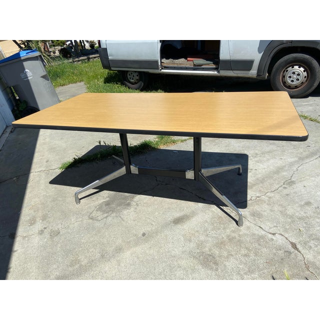 Wood Vintage Mid Century Modern Herman Miller Eames Conference Table For Sale - Image 7 of 12