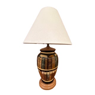 Sale! Ceramic 1970s MCM Table Lamp W/Painted Trompe l'Oiel Library Books For Sale