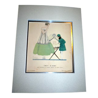 1924 Gazette Du Bon Ton Art Deco Pochoir "Chut!.. Il Dort" by Georges Lepape for Lanvin For Sale