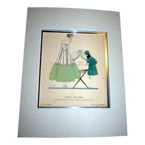 1924 Gazette Du Bon Ton Art Deco Pochoir "Chut!.. Il Dort" by Georges Lepape for Lanvin