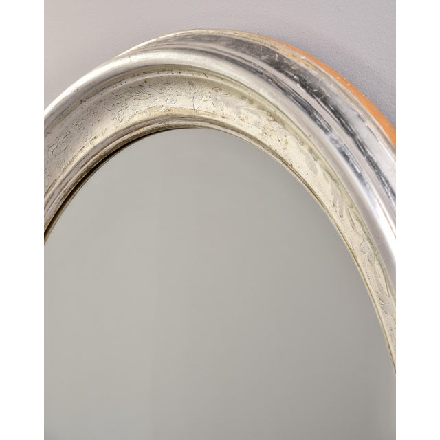 Wood Large Round Louis Philippe Silverleaf Mirror For Sale - Image 7 of 10
