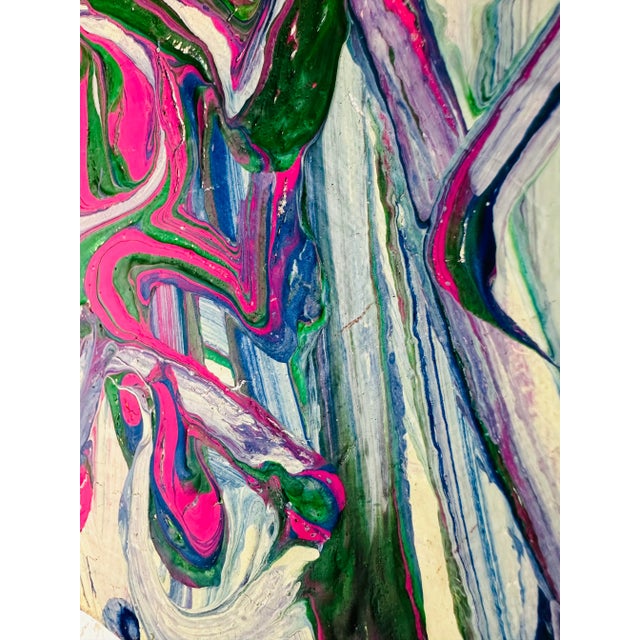 Abstract Vintage Abstract Painting on Canvas For Sale - Image 3 of 9