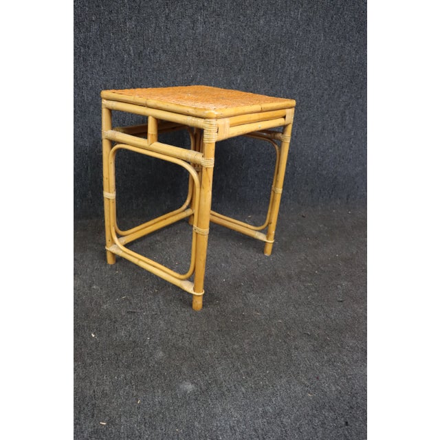 Bamboo and Wicker Side Table For Sale In Philadelphia - Image 6 of 7