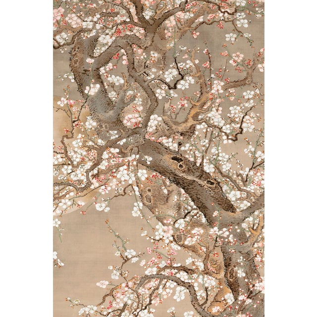 Japanese Plum Blossoms in Moonlight, 18th Century Japanese Art Print Reproduction, by Sō Shizan, 24" × 36" For Sale - Image 3 of 6