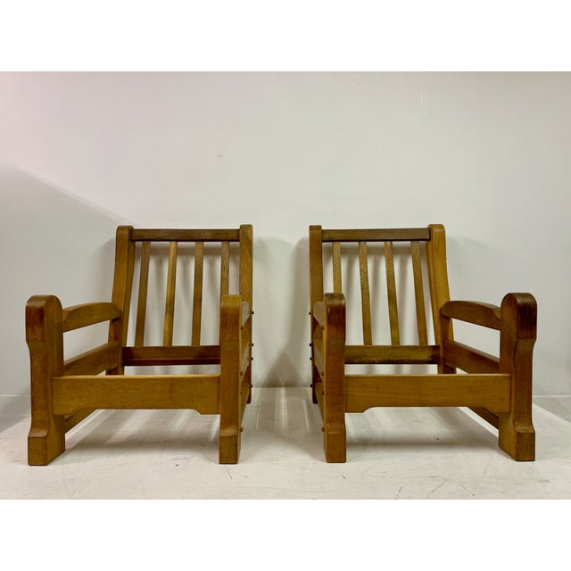 Set of Brutalist Armchairs in Oak, 1960s For Sale - Image 15 of 18