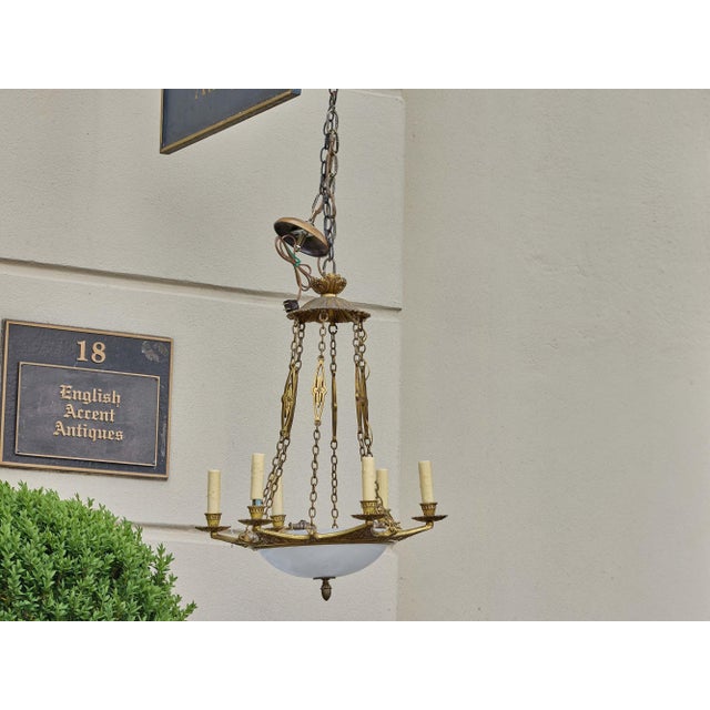 19th Century Neoclassical Nine-Light Alabaster & Gilt Bronze Chandelier For Sale - Image 13 of 13