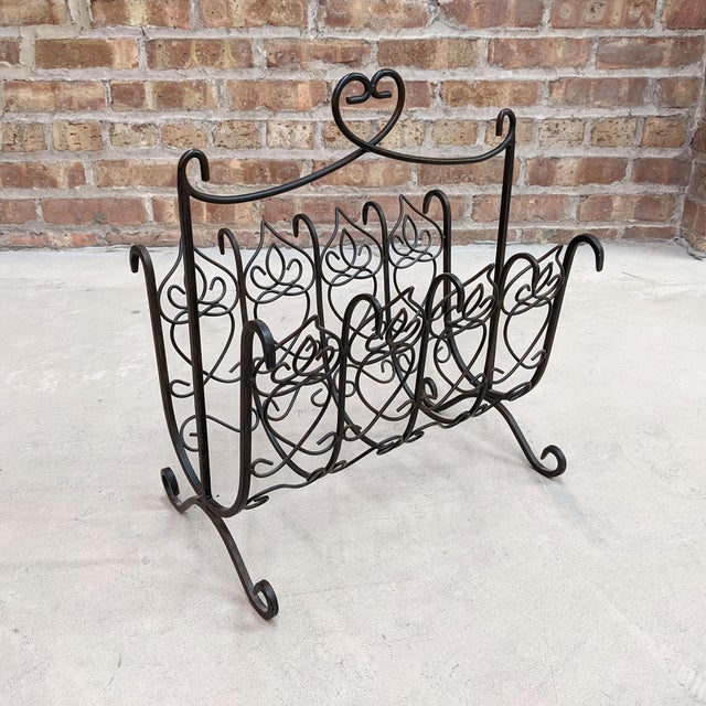 Vintage Shabby Chic Wrought Iron Top Handle Rack. Ornate metal work with heart-shaped design. Overall Excellent Vintage...