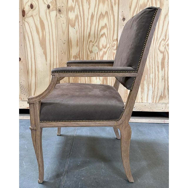 Contemporary Rift Oak & Upholstered Lair Arm Chair From the Madeline Stuart Collection For Sale - Image 3 of 7