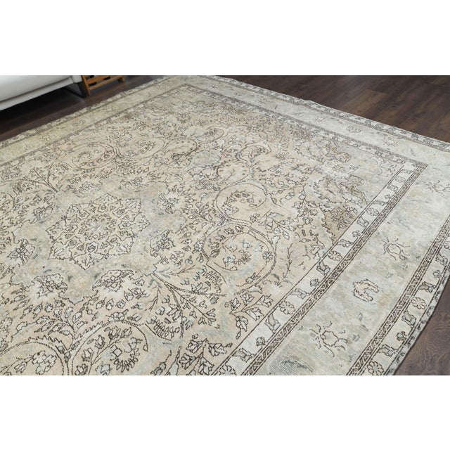 1970s Vintage Persian Handmade Wool Cotton Brown Area Rug For Sale In San Francisco - Image 6 of 11