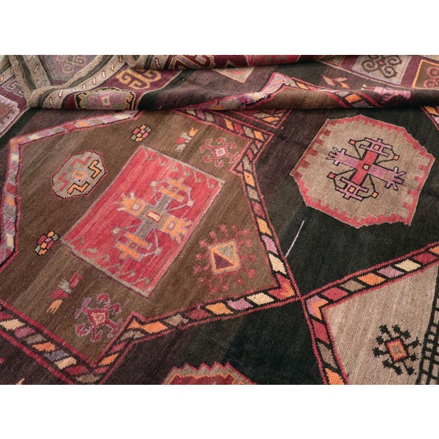 Coffee Galerie Shabab Collection Mid-20th Century Handmade Turkish Tribal Room Size Rug For Sale - Image 8 of 8