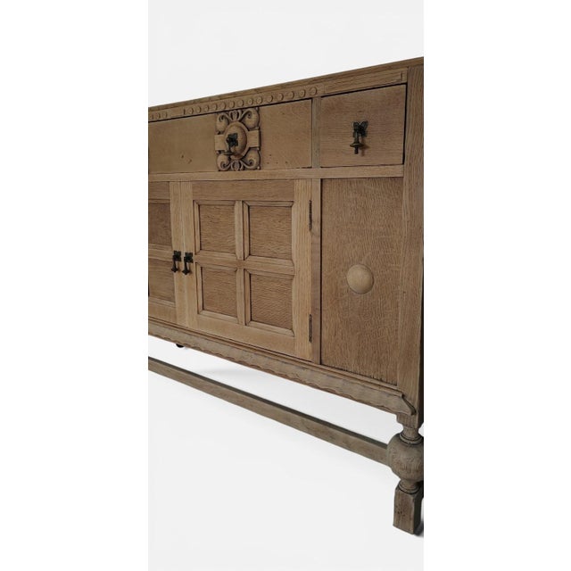Antique Natural Tiger Oak Sideboard For Sale - Image 4 of 9
