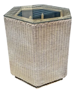Vintage Wicker Octagon Side or Accent Table Modern Design
