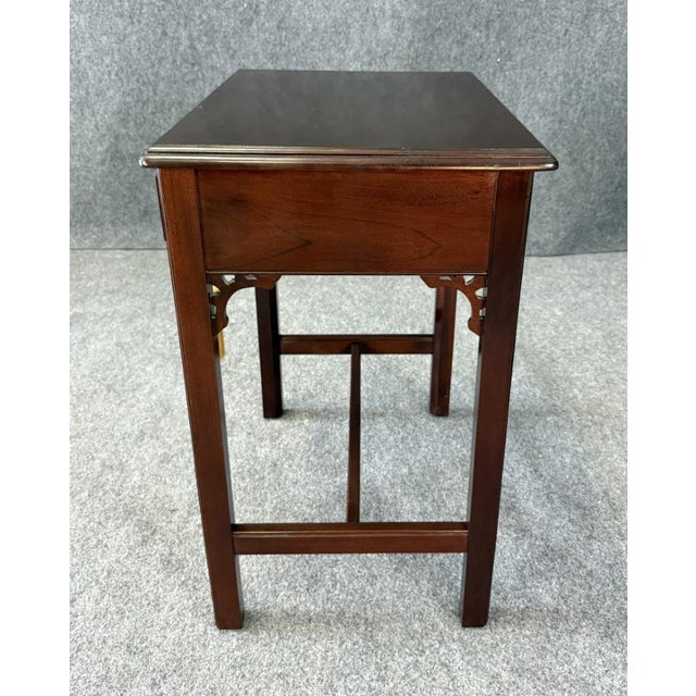 Brown Late 20th Century Solid Cherry Chippendale-Style Side Table With Drawer For Sale - Image 8 of 10