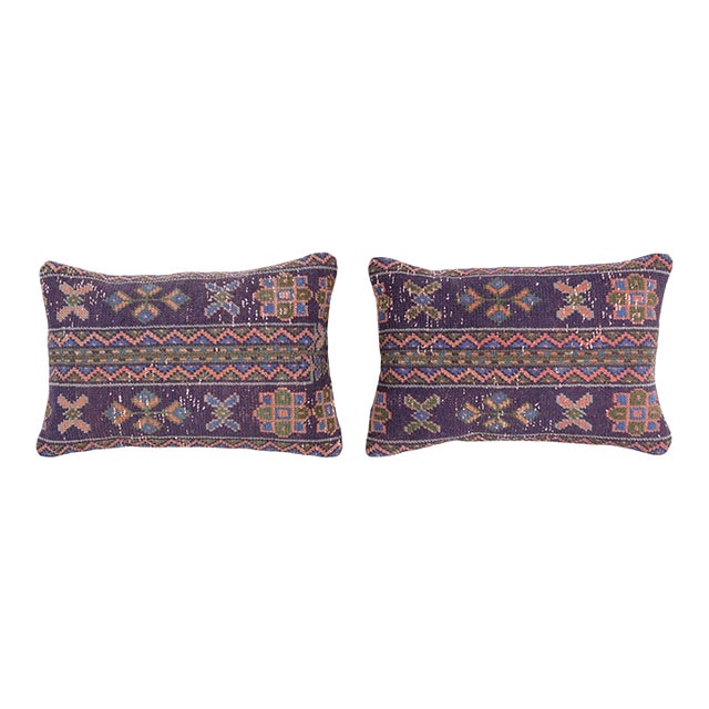 Turkish Wool Lumbar Pillow Cover - A Pair For Sale
