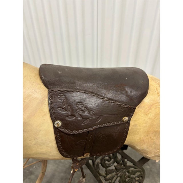 Mid 20th Century Vintage Victorian Style Hand Carved Wooden Childs Pedal Horse Tricycle For Sale - Image 5 of 8