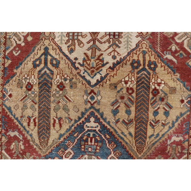 Antique Bakhtiari Persian Wide Runner in Garden Design by Keivan Woven Arts For Sale - Image 4 of 6