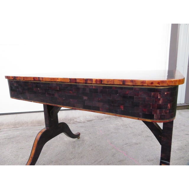 Maitland Smith Tessellated Faux Tortoise Shell / Penshell Writing Desk ~ Traditional Regency Style For Sale - Image 15 of 18