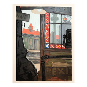 Anthony Velonis, Modernist Silkscreen Screenprint 'El Station, Interior' NYC Subway, WPA Artist, 1982