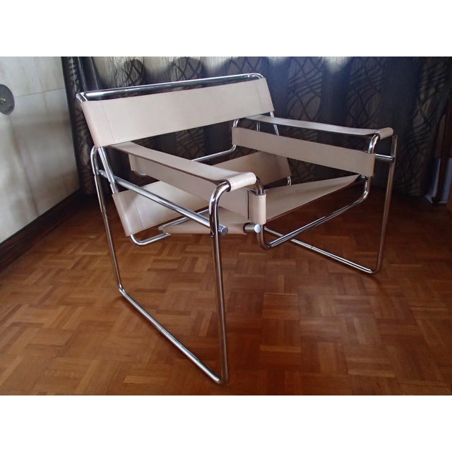 Bauhaus WASILI Armchair in Beige Leather, 1980s For Sale - Image 10 of 13