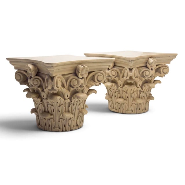 19th Century Continental Carved Oak Neo-Classical Style Capitals, Pair For Sale In Atlanta - Image 6 of 7