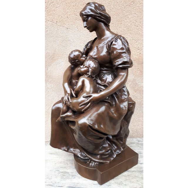 Bronze Sculpture of a Breastfeeding Mother by Paul Dubois, 1800s For Sale - Image 10 of 18