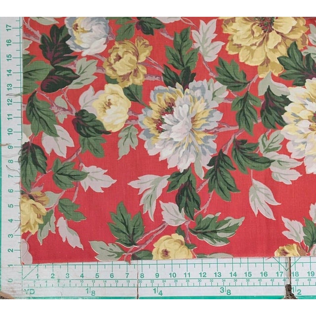 Textile Mid-Century Dorothy Draper–Inspired Peony Floral Cotton Fabric – 6 Yards For Sale - Image 7 of 7