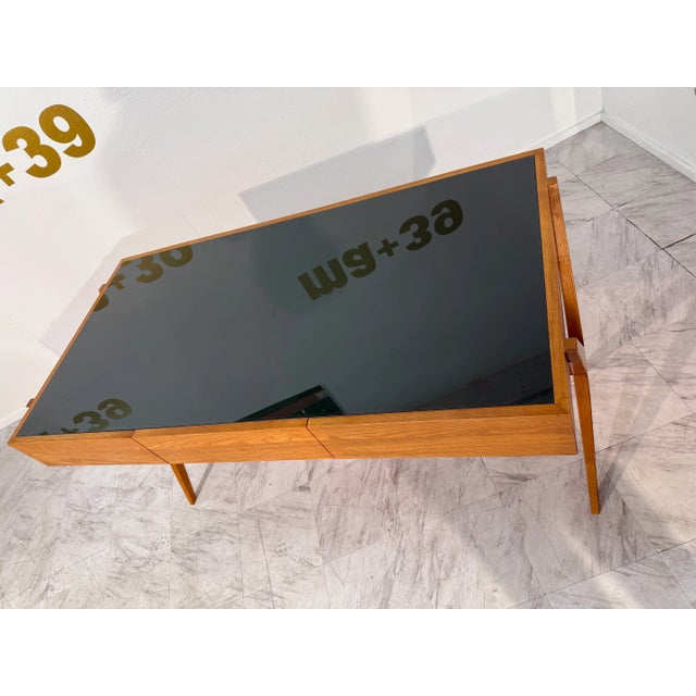 1990s 1990s Italian Desk With Dark Green Glass Top For Sale - Image 5 of 10