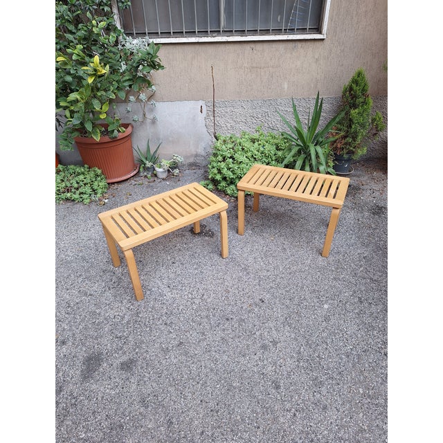 Wood Model 153B Benches in Birch by Alvar Aalto for Artek, 1980s For Sale - Image 7 of 7