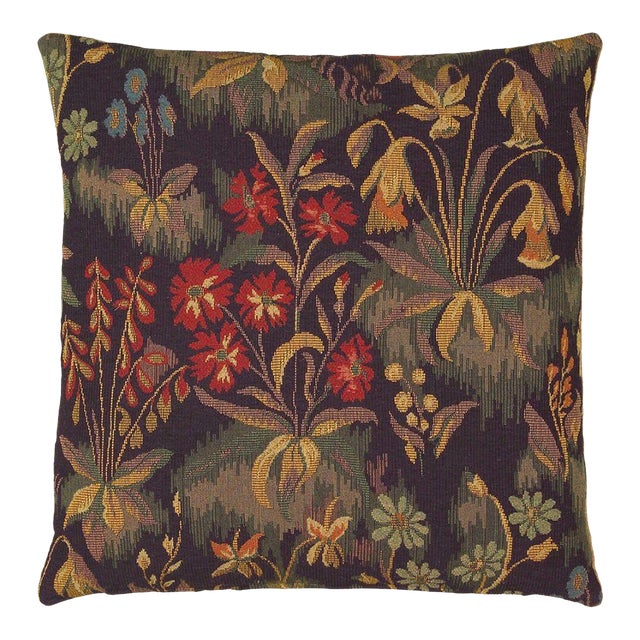 Medieval Flowers Tapestry Cushion With Feather Filler - 46x46cm (18"x18") For Sale