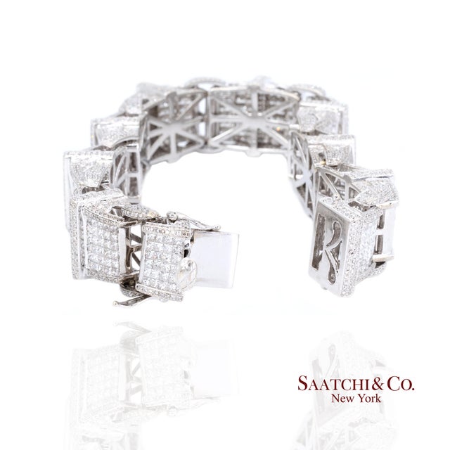 14k (585) White Gold 102.5 Grams Natural Diamond 14 Ct: Bracelet For Sale In New York - Image 6 of 9